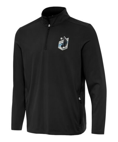 Minnesota United FC Antigua Perilous Quarter-Zip Pullover Top - Black