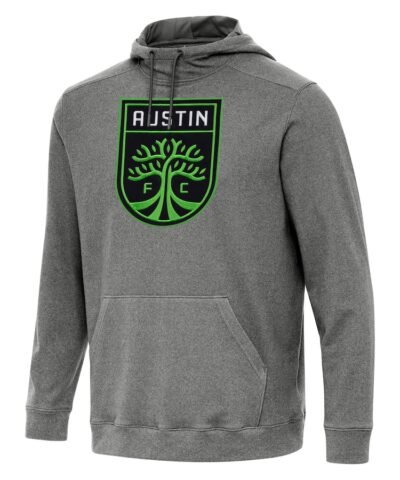 Austin FC Antigua Cloud Pullover Hoodie -  Heather Black