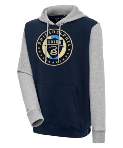 Philadelphia Union Antigua Victory Color Block Pullover Hoodie - Navy