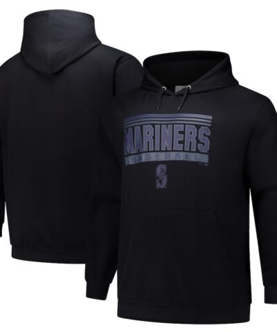 Seattle Mariners   Stack Fleece Pullover Hoodie - Black