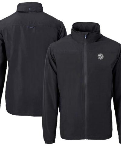 Washington Nationals Cutter & Buck Charter Eco Recycled Full-Zip Hoodie Jacket - Black