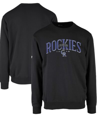Colorado Rockies Levelwear Zane Cooperstown Collection Retro Spellout Pullover Sweatshirt - Black