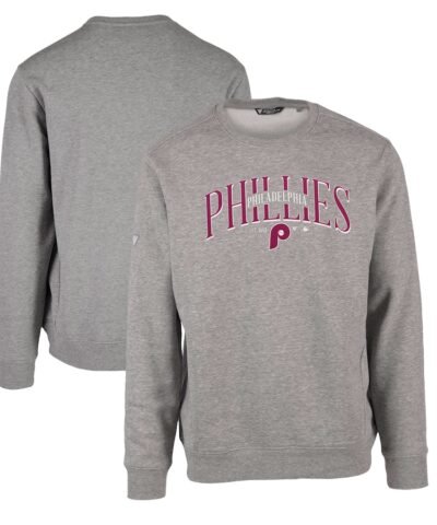 Philadelphia Phillies Levelwear Zane Cooperstown Collection Retro Spellout Pullover Sweatshirt - Gray