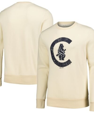 Chicago Cubs Majestic Threads Fleece Pullover Sweatshirt - Oatmeal