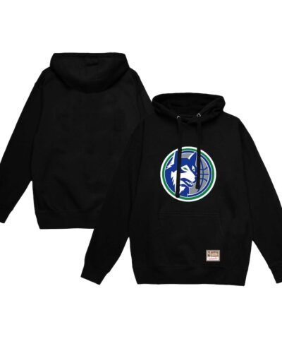 Minnesota Timberwolves Mitchell & Ness Hardwood Classics Vintage Logo Pullover Hoodie - Black
