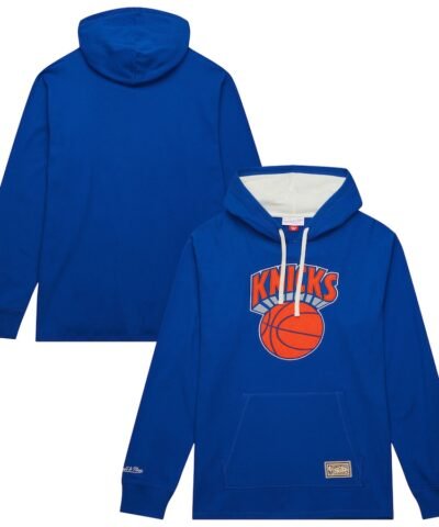 New York Knicks Mitchell & Ness Hardwood Classics Lightweight Thermal Pullover Hoodie - Blue