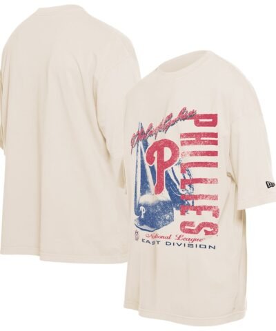 Philadelphia Phillies New Era Cooperstown Collection Oversized Throwback Distressed T-Shirt - Cream
