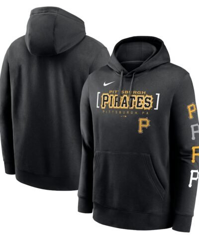 Pittsburgh Pirates Nike Club Stack Pullover Hoodie - Black