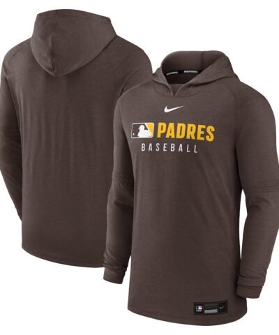 San Diego Padres Nike Authentic Collection Tri-Blend Performance Pullover Hoodie - Brown