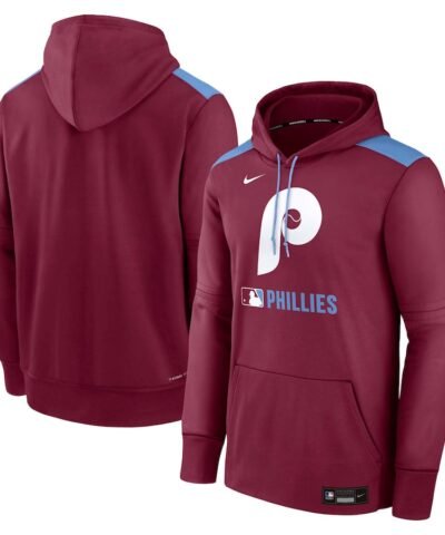 Philadelphia Phillies Nike Authentic Collection Performance Pullover Hoodie - Burgundy