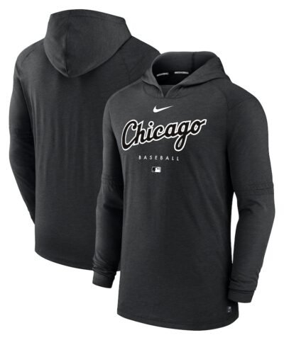 Chicago White Sox Nike Authentic Collection Early Work Tri-Blend Performance Pullover Hoodie - Heather Black