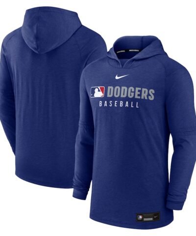 Los Angeles Dodgers Nike Authentic Collection Tri-Blend Performance Pullover Hoodie - Heather Royal