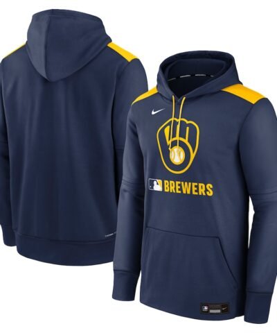 Milwaukee Brewers Nike Authentic Collection Performance Pullover Hoodie - Navy