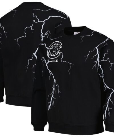 Chicago Cubs PLEASURES Lightning Crewneck Pullover Sweatshirt - Black