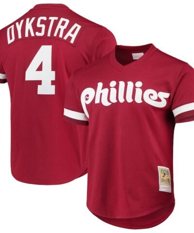 Mitchell & Ness Lenny Dykstra Philadelphia Phillies Cooperstown Collection Mesh Batting Practice Jersey - Scarlet