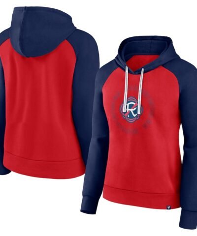 New England Revolution Fanatics Women's Instep Raglan Pullover Hoodie - Red/Navy
