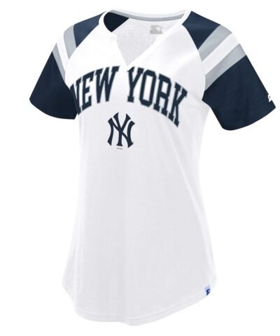 New York Yankees Starter Women's Game On Notch Neck Raglan T-Shirt - White/Navy