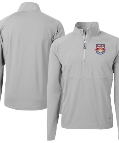 New York Red Bulls Cutter & Buck Adapt Eco Knit Hybrid Recycled Raglan Quarter-Zip Top - Gray/