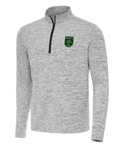 Austin FC Antigua Cause Quarter-Zip Top - Heather Charcoal/White