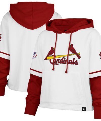 St. Louis Cardinals '47 Women's Trifecta Shortstop Cropped Pullover Hoodie - White