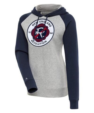 New England Revolution Antigua Women's Victory Raglan Sleeve Pullover Hoodie - Heather Gray
