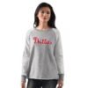 Philadelphia Phillies G-III 4Her by Carl Banks Women's Gridiron Raglan Pullover Sweatshirt - Heather Gray