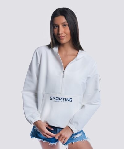 Sporting Kansas City Lusso Women's Paige Half-Zip Hooded Jacket - White