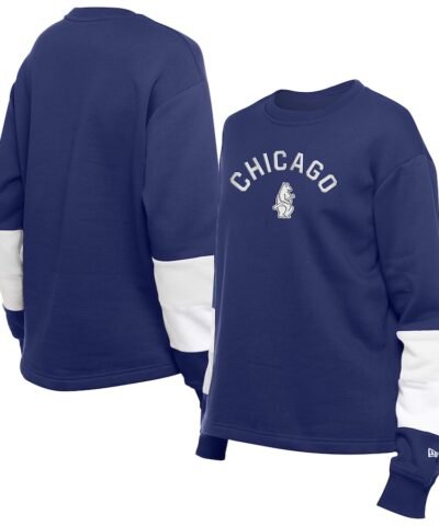Chicago Cubs New Era Women's Game Day Color Pullover Sweatshirt - Navy