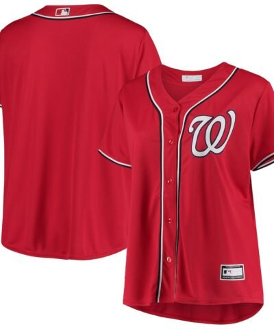 Washington Nationals Women's Plus Size Alternate Replica Team Jersey - Red