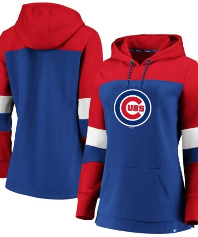 Chicago Cubs Women's Plus Size Colorblock Pullover Hoodie - Royal