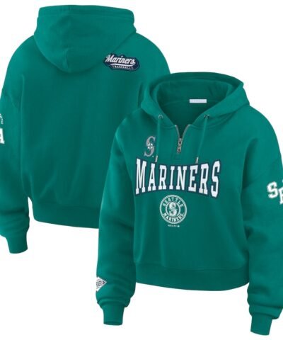 Seattle Mariners WEAR by Erin Andrews Women's  Patch Quarter-Zip Hoodie - Aqua