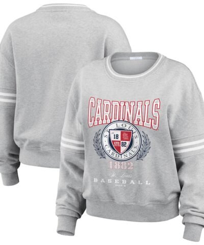 St. Louis Cardinals WEAR by Erin Andrews Women's Domestic Crest Pullover Sweatshirt - Heather Gray