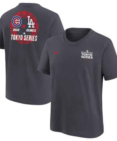 Los Angeles Dodgers vs. Chicago Cubs Nike Youth 2025 MLB World Tour: Tokyo Series Matchup T-Shirt - Anthracite
