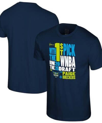 Paige Bueckers Dallas Wings Stadium Essentials Unisex 2025 WNBA Draft 1st Overall Pick Verbiage T-Shirt - Navy