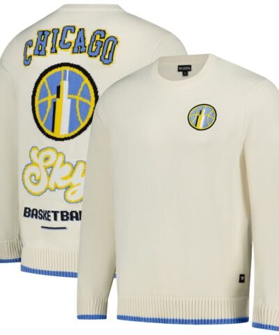 Chicago Sky The Wild Collective Unisex Jacquard Pullover Sweater - Cream