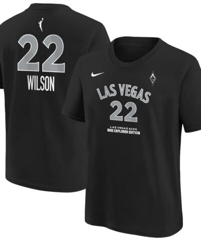 A'ja Wilson Las Vegas Aces Nike Youth Explorer Edition Name & Number T-Shirt - Black