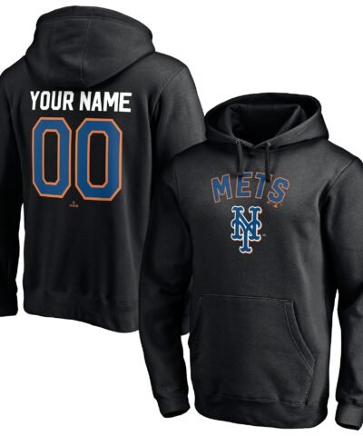 New York Mets Cooperstown Winning Streak Alternate Personalized Name & Number Pullover Hoodie - Black
