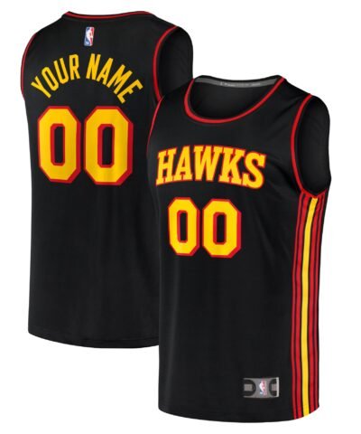 Atlanta Hawks Fanatics Fast Break Replica Custom Jersey Black - Statement Edition