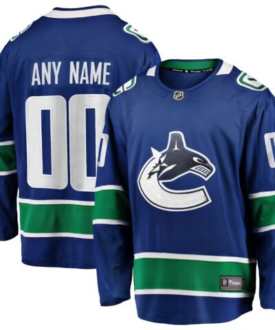 Vancouver Canucks Fanatics Home Team Breakaway Custom Jersey - Blue