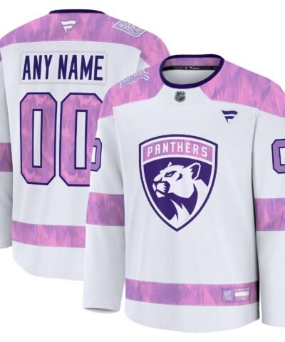 Florida Panthers Fanatics 2024 Hockey Fights Cancer Custom Practice Jersey - White