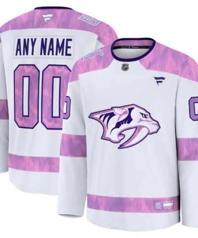 Nashville Predators Fanatics 2024 Hockey Fights Cancer Custom Practice Jersey - White