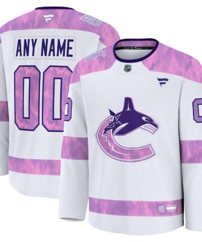 Vancouver Canucks Fanatics 2024 Hockey Fights Cancer Custom Practice Jersey - White