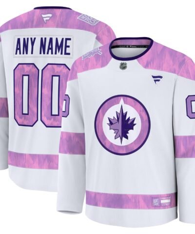 Winnipeg Jets Fanatics 2024 Hockey Fights Cancer Custom Practice Jersey - White