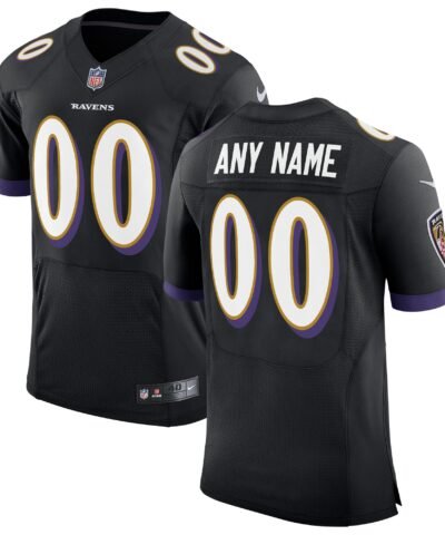 Baltimore Ravens Nike Speed Machine Elite Custom Jersey - Black