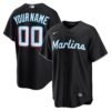 Miami Marlins Nike Alternate Custom Replica 2.0 Jersey - Black