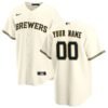 Milwaukee Brewers Nike Home Replica Custom Jersey - Cream