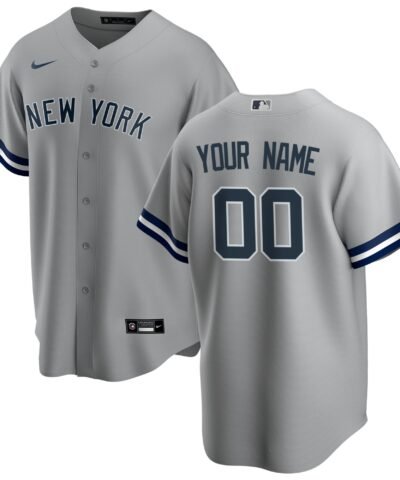 New York Yankees Nike Road Replica Custom Jersey - Gray