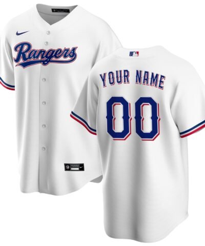 Texas Rangers Nike Home Replica Custom Jersey - White