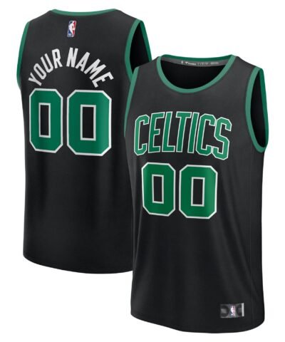 Boston Celtics Fanatics Youth Fast Break Custom Replica Jersey - Black  - Statement Edition