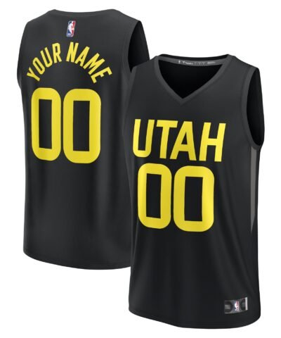 Utah Jazz Fanatics Youth Fast Break Replica Custom Jersey - Statement Edition - Black